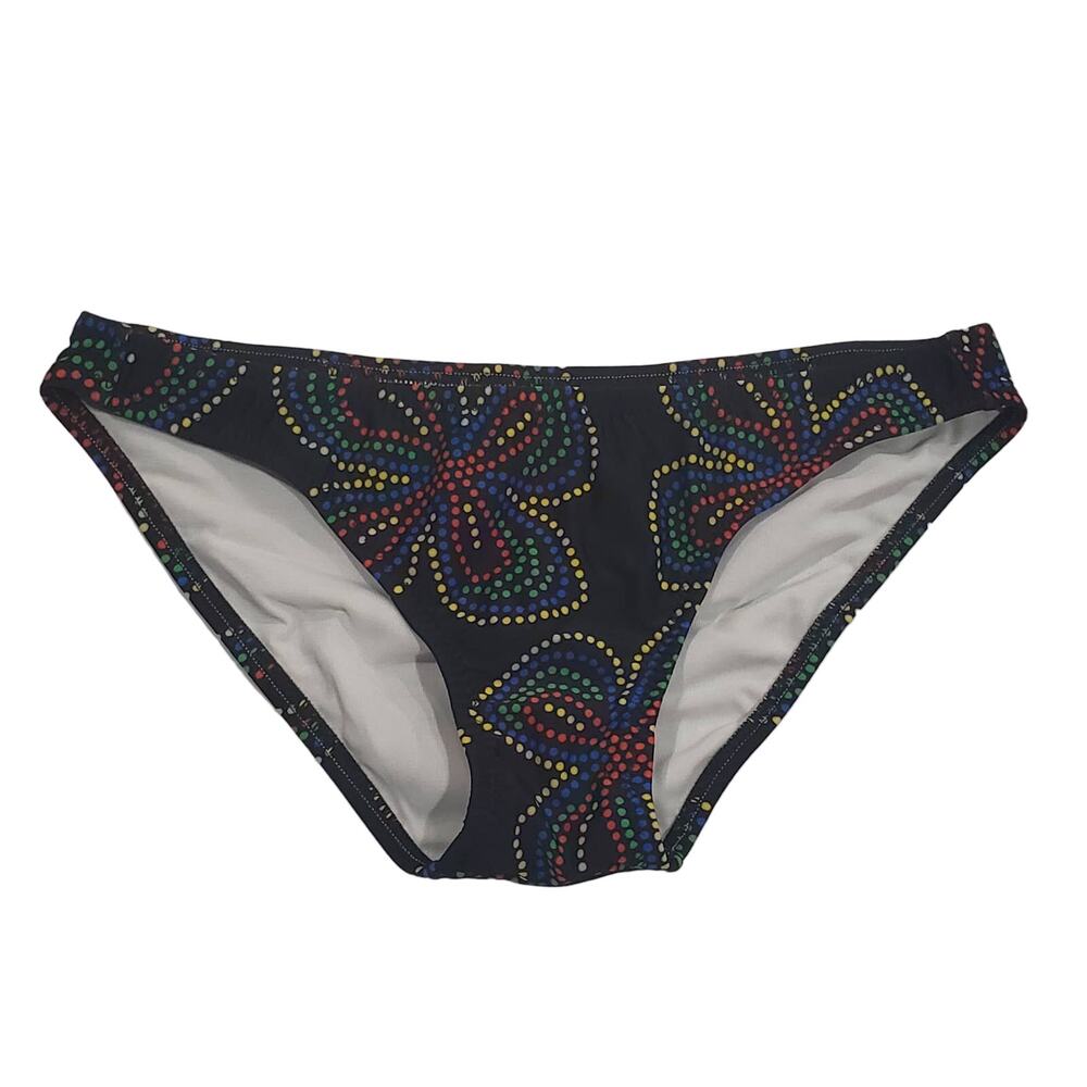 Blue Sky Black Rainbow Floral Bikini Bottoms - Swimsuit - Size Small